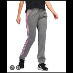 Adidas Gray Joggers with Pink Stripes